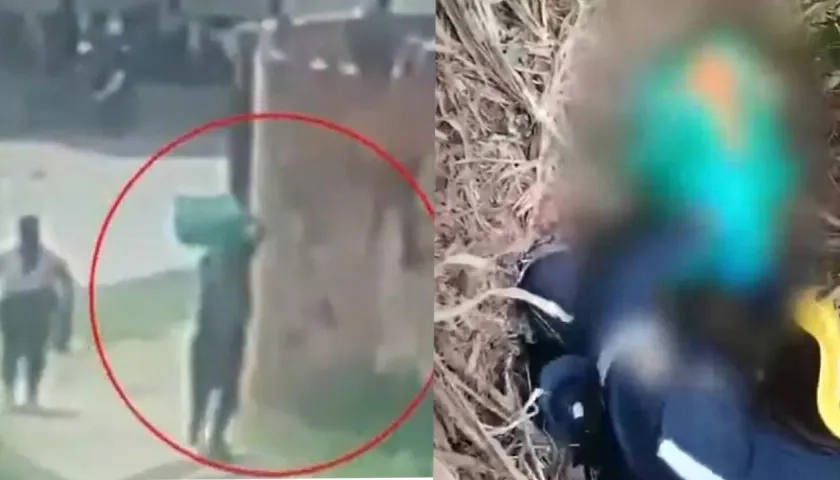 Giovanny Díaz fue captado en un video con una lona verde sobre un hombro.