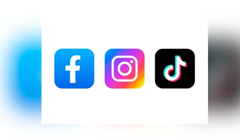 Logos de Facebook, Instagram y Tik tok.