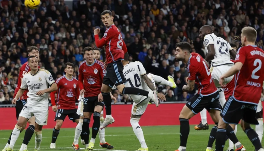 El segundo gol del Real Madrid, tras un cabezazo de Antonio Rudiger, que pegó en el cuerpo de Guaita.