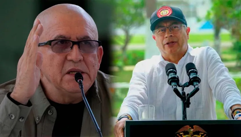 Eliécer Herlinto Chamorro Acosta, alias 'Antonio García', y el Presidente Gustavo Petro. 