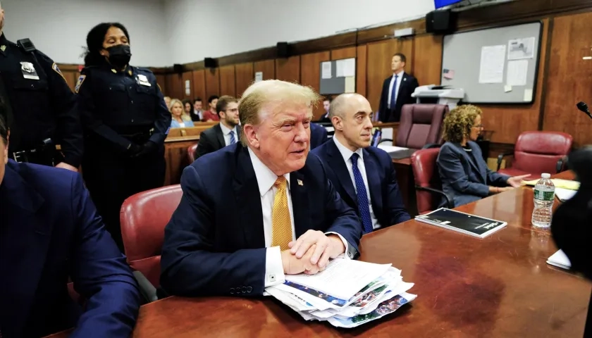 El expresidente Donald Trump en su juicio penal en la Corte Suprema del Estado de Nueva York.