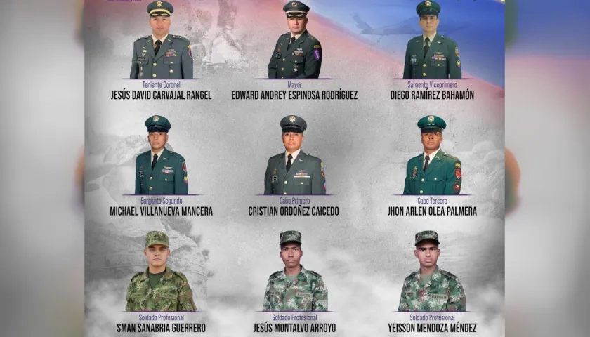 Militares fallecidos esta semana en el sur de Bolívar. 