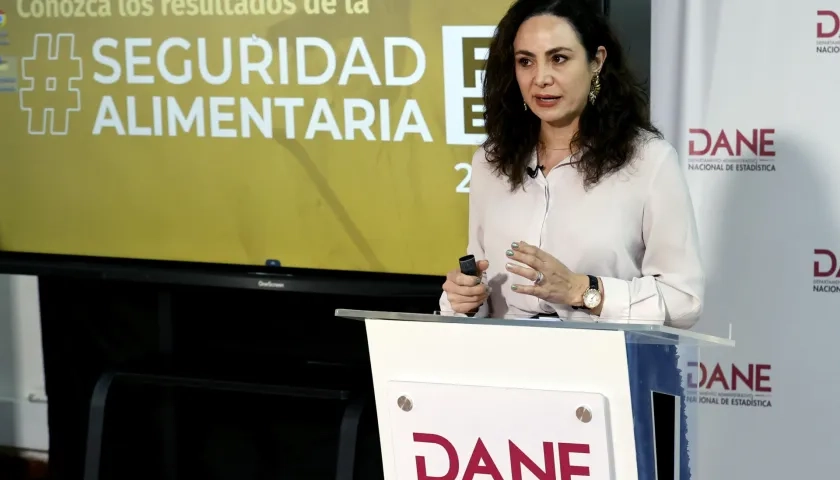 Piedad Urdinola, directora del Dane, en un conversatorio hoy viernes