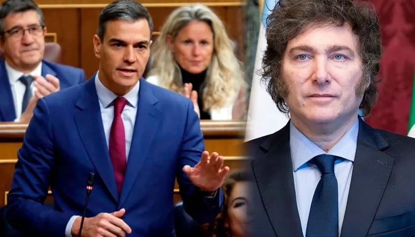 El jefe de Gobierno de España, Pedro Sánchez, y el presidente de Argentina, Javier Milei