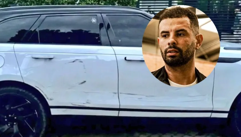 La camioneta y el jugador Edwin Cardona.