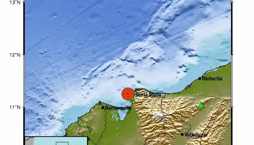 El temblor reportado con epicentro en el departamento del Magdalena