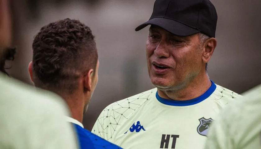 Hernán Torres dirigió este martes su primer entrenamiento como técnico del Deportivo Cali.