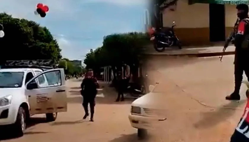 Guerrilleros en zona urbana del municipio de Pelaya.