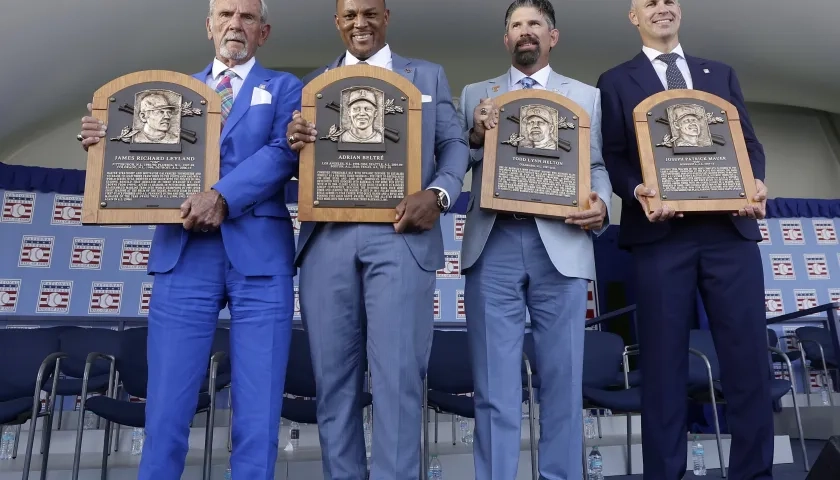 Jim Leyland, Adrián Beltré, Todd Helton y Joe Mauer, los nuevos miembros del Salón de la Fama. 