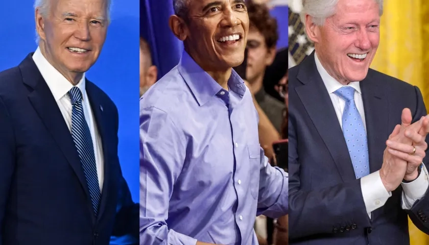 Presidente Joe Biden y los expresidentes Barack Obama y Bill Clinton. 