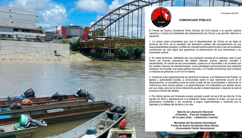 ELN anuncia levantamiento del paro