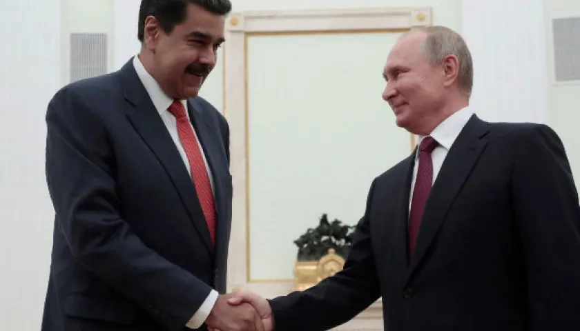 Los presidentes de Venezuela y Rusia, Nicolás Maduro y Vladímir Putin, respectivamente.