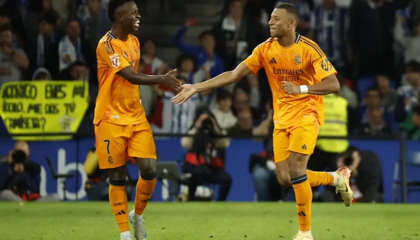 Vinicius y Kylian Mbappé, los autores de los goles.