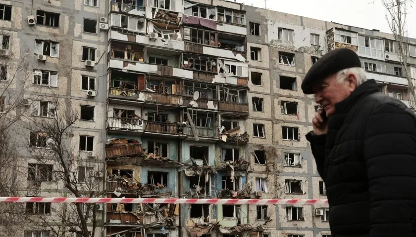 Edificio destruido en Ucrania.