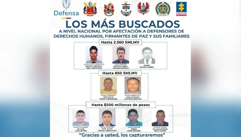 Cartel de los más buscados. 