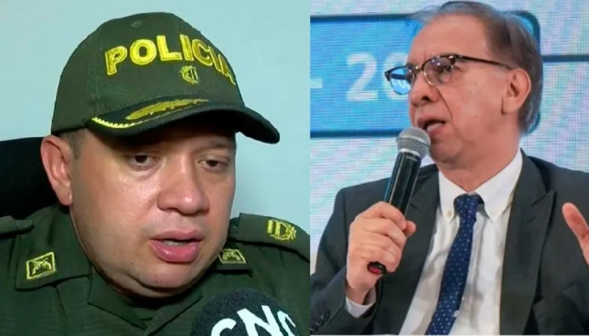 El coronel Carlos Feria y el director de la DIAN Jairo Villabona. 