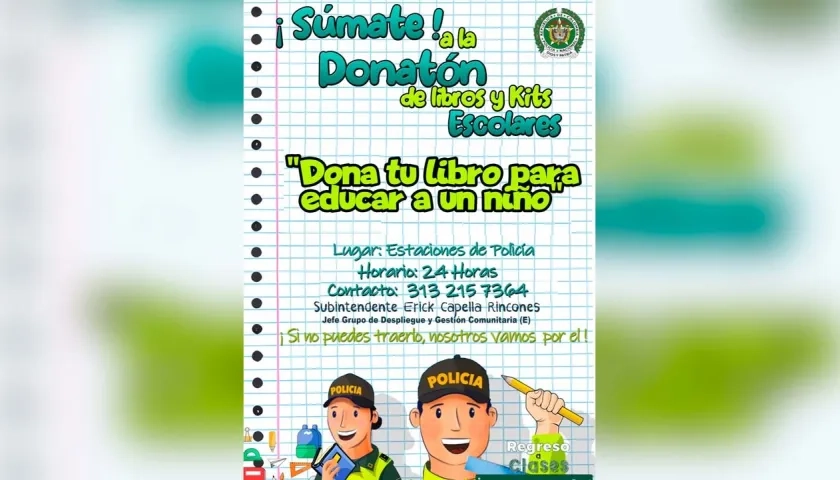 Donación de libros y útiles escolares.