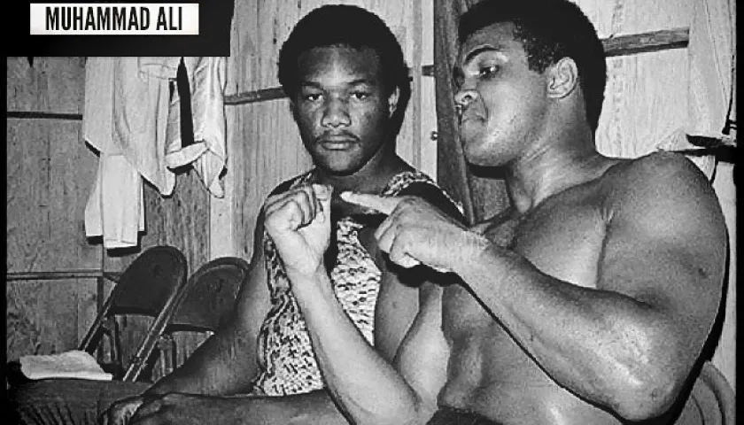 George Foreman y Muhammad Ali días antes de su pelea en Kinshasa.