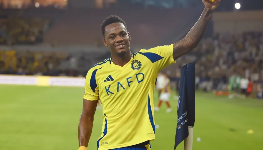 Jhon Jader Durán celebra uno de sus goles contra el Yokohama Marinos. 