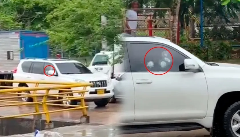 Así quedó la camioneta tras el ataque a bala.