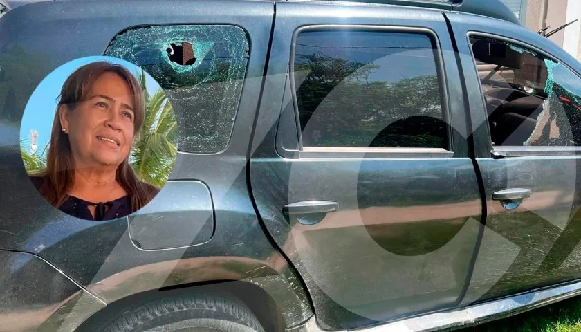 Lissi Judith Camargo Noriega y la camioneta baleada.