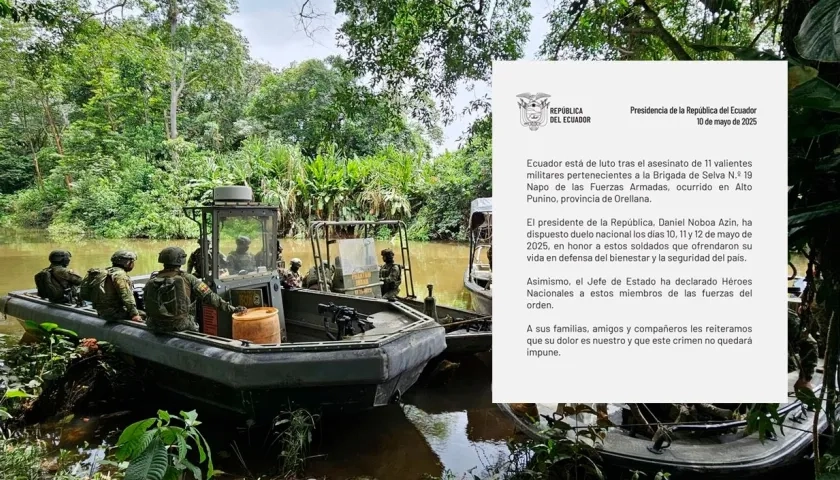 Fotografía del Ejército ecuatoriano / Declaración de duelo nacional.