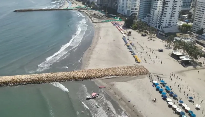 Imagen aérea de Playa 3, en Cartagena. 