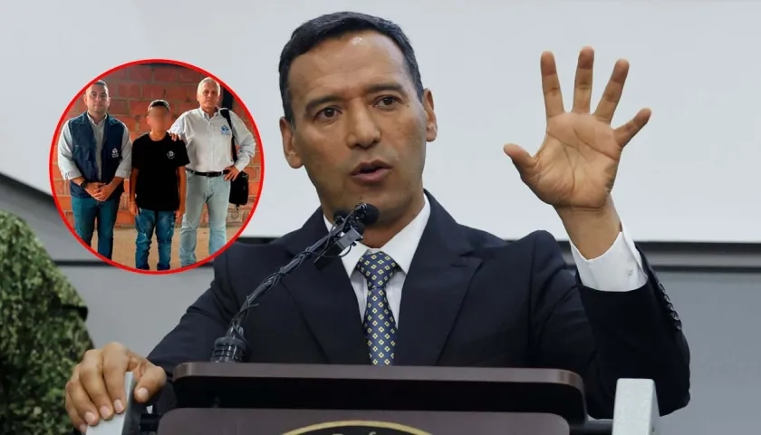 La imagen de Lyan liberado y el Ministro de Defensa, Pedro Sánchez.