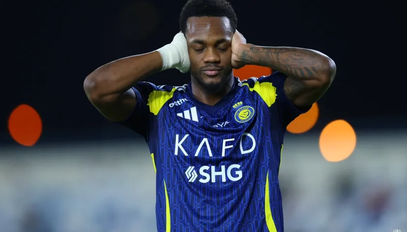 Jhon Jáder Durán celebra uno de sus goles ante Al Okhdood.