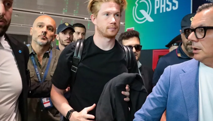 Kevin De Bruyne en su llegada a Roma.