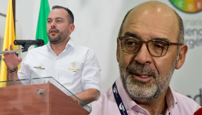 El Ministro de Minas, Edwin Palma, y el líder gremial, Camilo Sánchez.