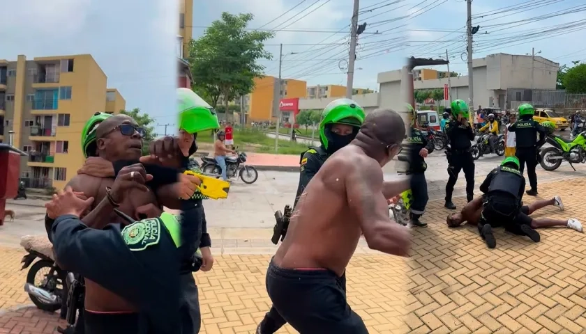 Jamerson Rentería Mena en medio del procedimiento policial. 