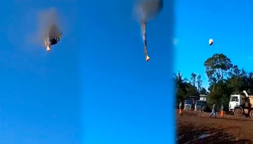 Momento en el que desciende el globo aerostático.