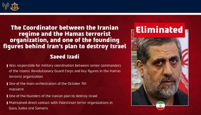 Saeed Izadi, comandante del subgrupo palestino de la rama Fuerza Qu.