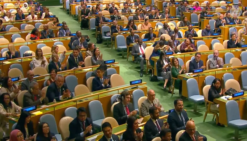 Asamblea General de la ONU durante la votación. 