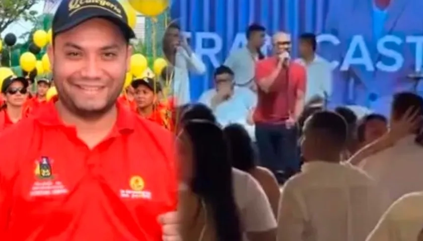 El abogado Diego Acosta Osorio y la imagen de la fiesta.