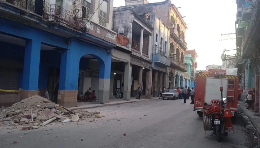 Derrumbe de edificio en La Habana Vieja.