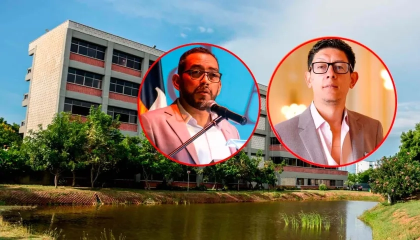 Danilo Hernández, rector de la Uniatlántico, y el ministro de Educación, Daniel Rojas.