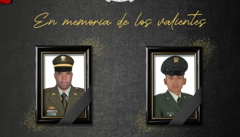 Intendente Willi Walberto Carabalí Carabilí y el patrullero de policía Fabián Andrés Robayo Rocha.