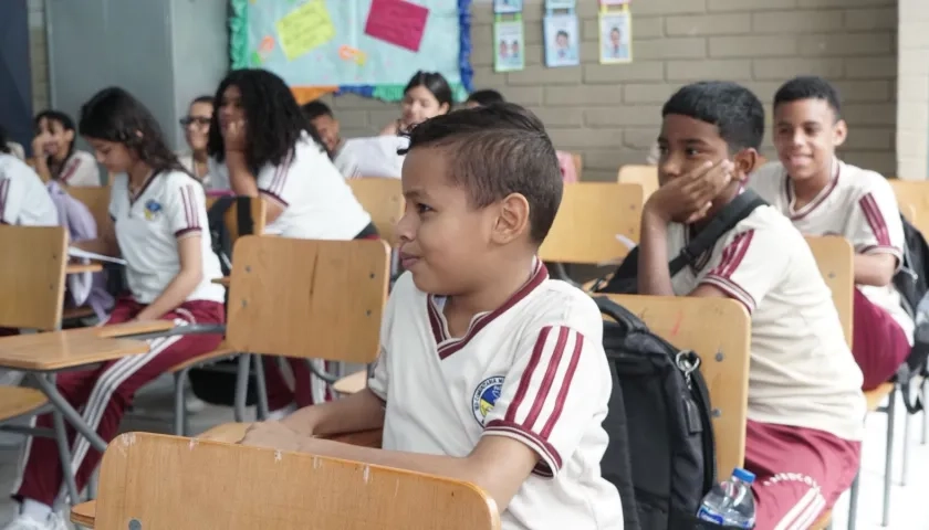 Estudiantes durante clases en un colegio de Barranquilla. 