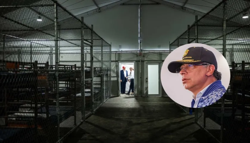 Cárcel ‘Alligator Alcatraz’ y el Presidente Gustavo Petro (círculo)