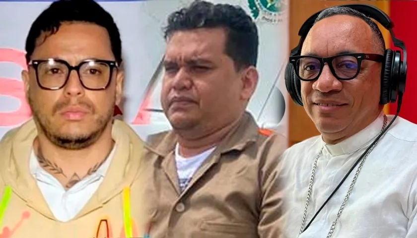 Jorge Eliécer Díaz Collazos, alias 'Castor'; Digno Palomino y el Monseñor César Alfonso Narváez Muñoz. 