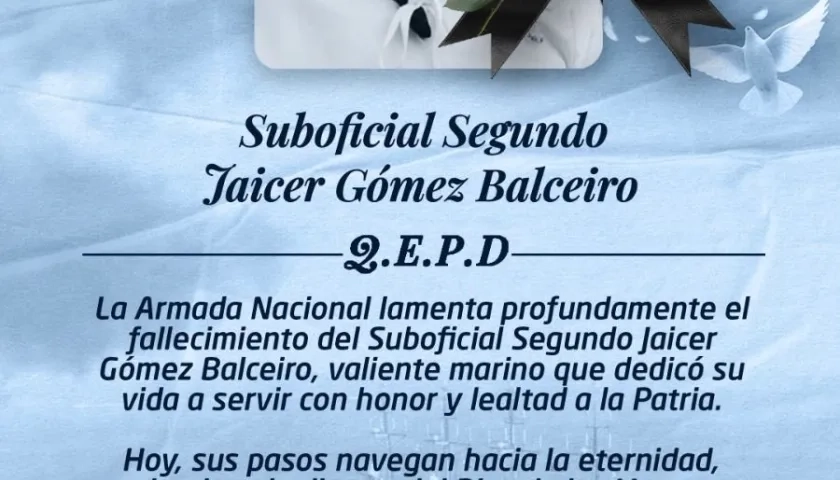 Suboficial de la Armada Jaicer Gómez Balceiro.