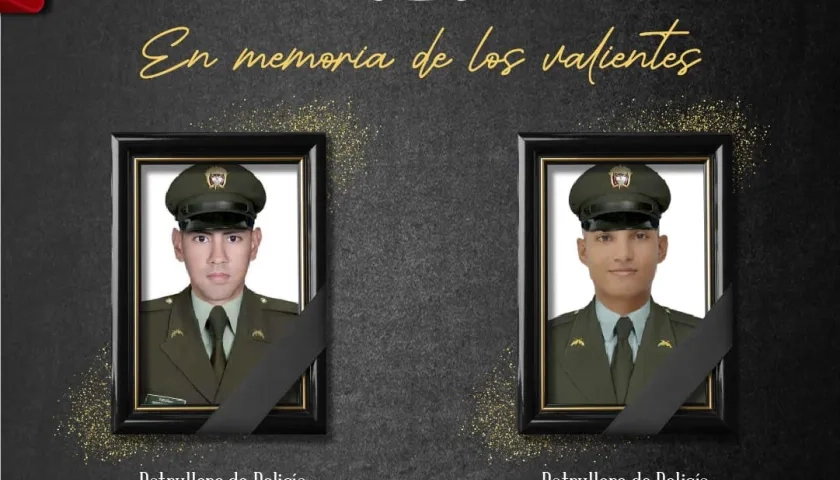 Patrulleros víctimas del atentado.