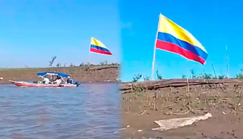 Bandera colombiana izada en isla Santa Rosa de Loreto. 