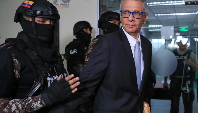 Exvicepresidente Jorge Glas, detenido por las autoridades ecuatorianas. 