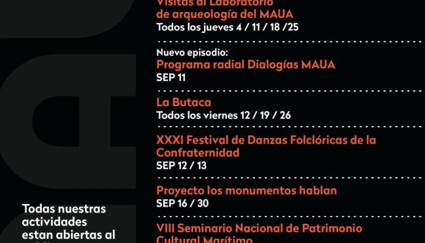Agenda cultural del Museo en septiembre.
