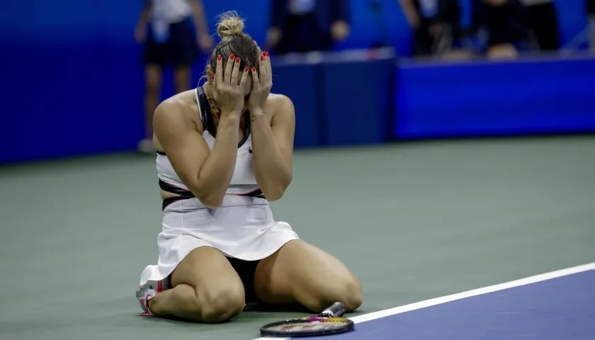 La emoción de Aryna Sabalenka tras ganar el punto que le dio el título del US Open.