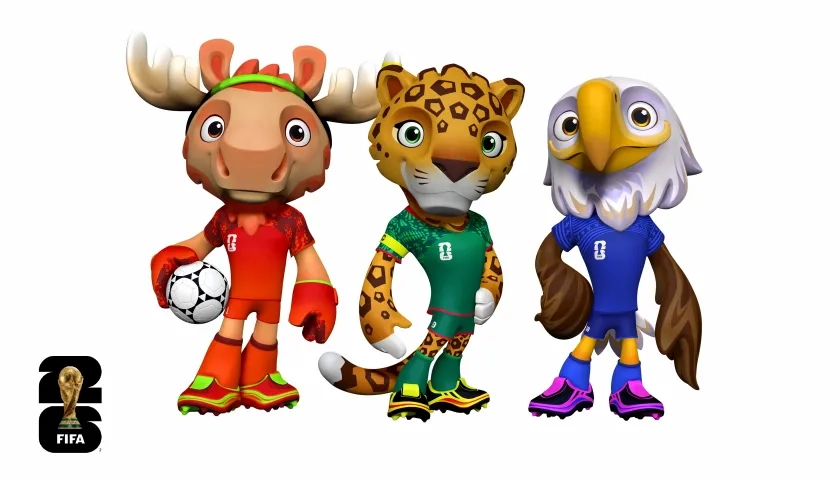  Maple, Zayu, y Clutch, mascotas del Mundial 2026.
