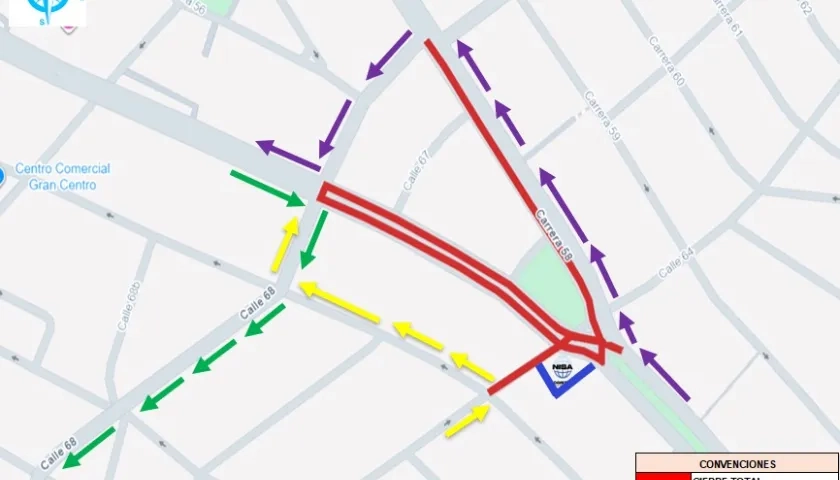 Cierre en la carrera 54 con calles 68 y 64
